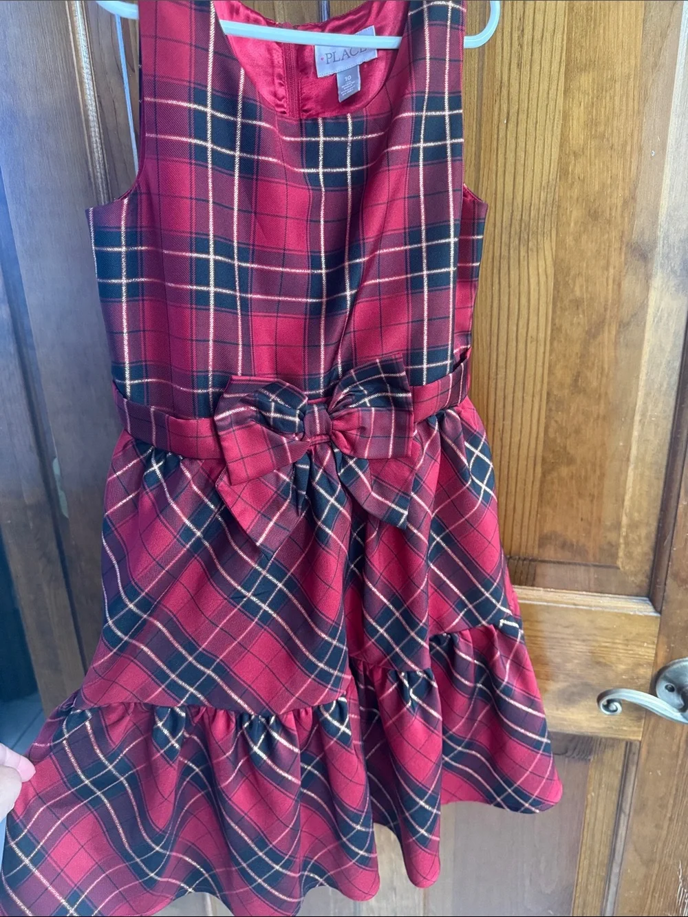 The Children's Place Red Plaid Bow-Front Holiday Dress